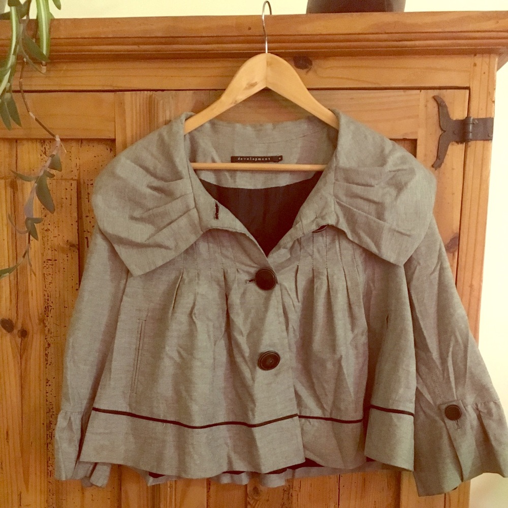 Anthropologie Grey overcoat with bell sleeves